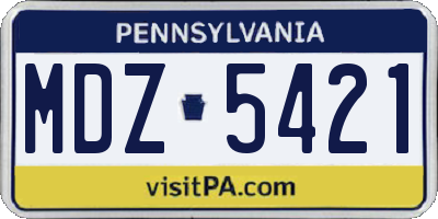 PA license plate MDZ5421