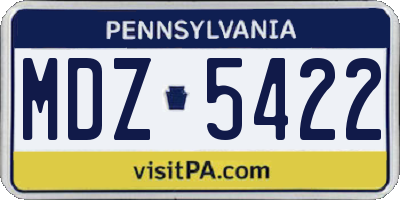 PA license plate MDZ5422