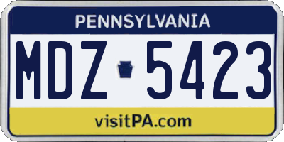 PA license plate MDZ5423