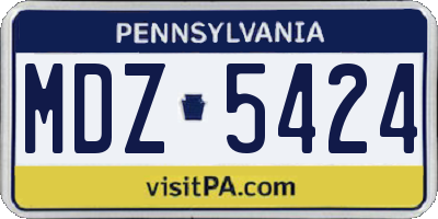PA license plate MDZ5424