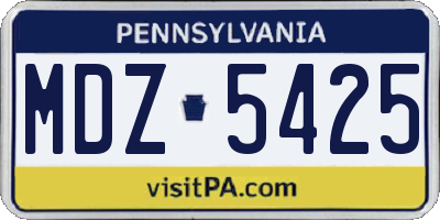 PA license plate MDZ5425