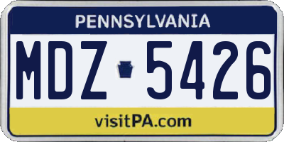 PA license plate MDZ5426