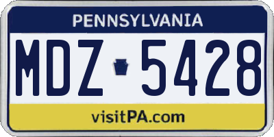 PA license plate MDZ5428