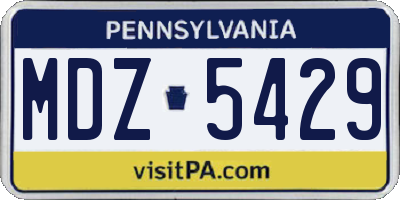 PA license plate MDZ5429