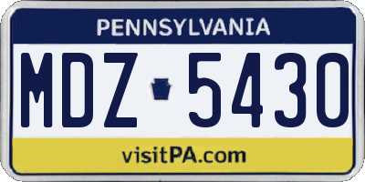 PA license plate MDZ5430