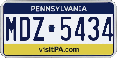 PA license plate MDZ5434