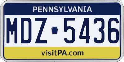 PA license plate MDZ5436