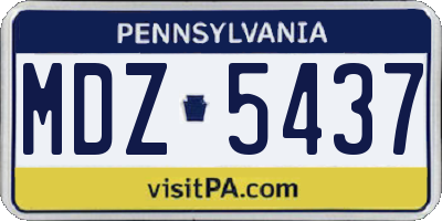 PA license plate MDZ5437