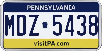 PA license plate MDZ5438