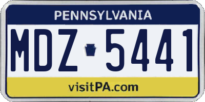 PA license plate MDZ5441
