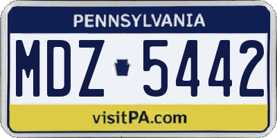 PA license plate MDZ5442