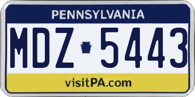PA license plate MDZ5443