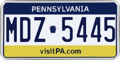 PA license plate MDZ5445