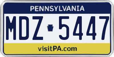 PA license plate MDZ5447