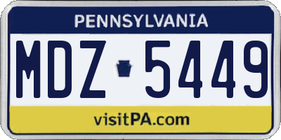 PA license plate MDZ5449