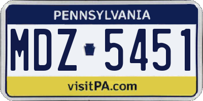 PA license plate MDZ5451