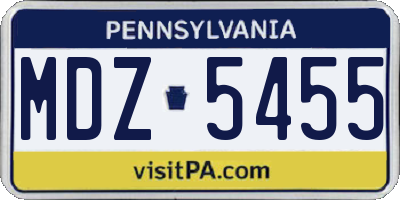 PA license plate MDZ5455