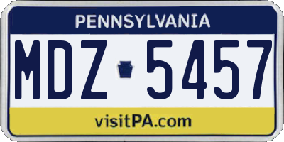 PA license plate MDZ5457