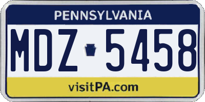 PA license plate MDZ5458