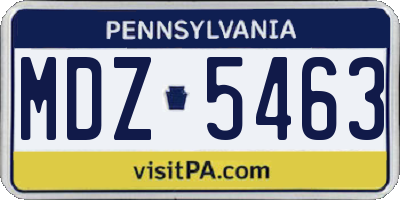 PA license plate MDZ5463