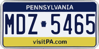 PA license plate MDZ5465