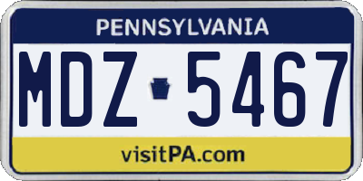 PA license plate MDZ5467