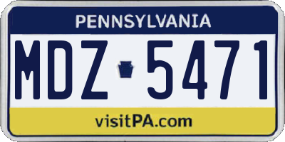 PA license plate MDZ5471