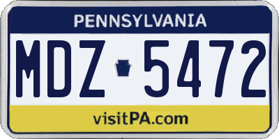 PA license plate MDZ5472
