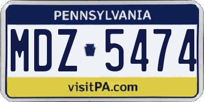 PA license plate MDZ5474