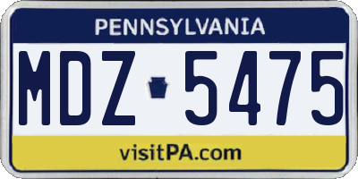 PA license plate MDZ5475