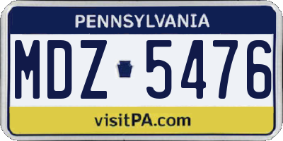 PA license plate MDZ5476