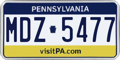 PA license plate MDZ5477