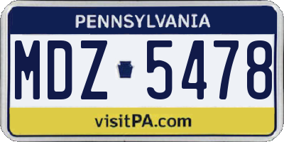 PA license plate MDZ5478