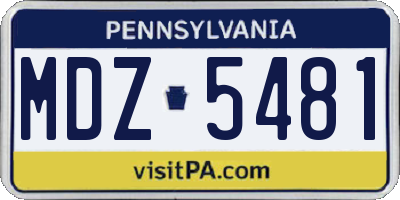 PA license plate MDZ5481