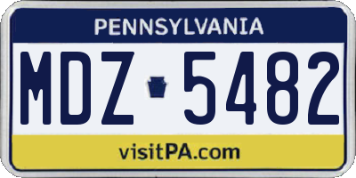 PA license plate MDZ5482