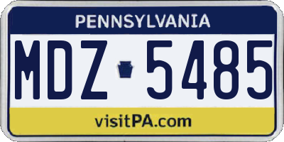 PA license plate MDZ5485