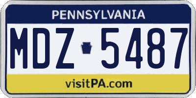 PA license plate MDZ5487