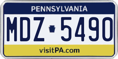 PA license plate MDZ5490