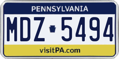 PA license plate MDZ5494