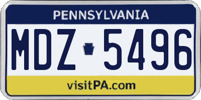 PA license plate MDZ5496