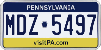 PA license plate MDZ5497