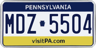 PA license plate MDZ5504
