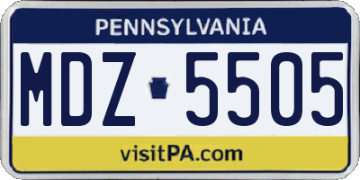 PA license plate MDZ5505