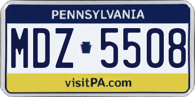 PA license plate MDZ5508