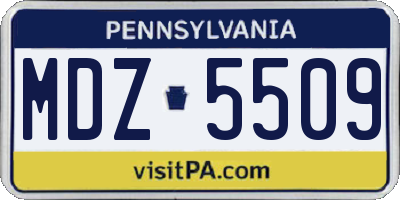 PA license plate MDZ5509