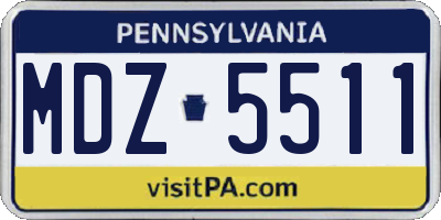 PA license plate MDZ5511