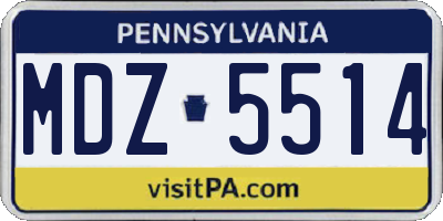 PA license plate MDZ5514