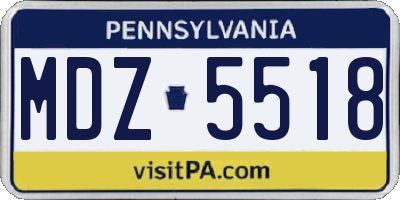 PA license plate MDZ5518