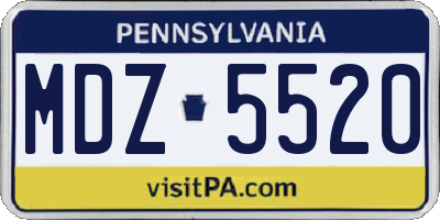 PA license plate MDZ5520