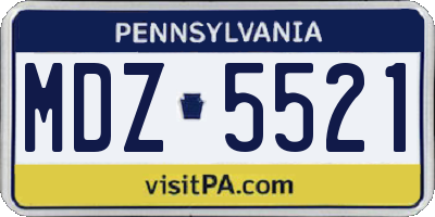 PA license plate MDZ5521